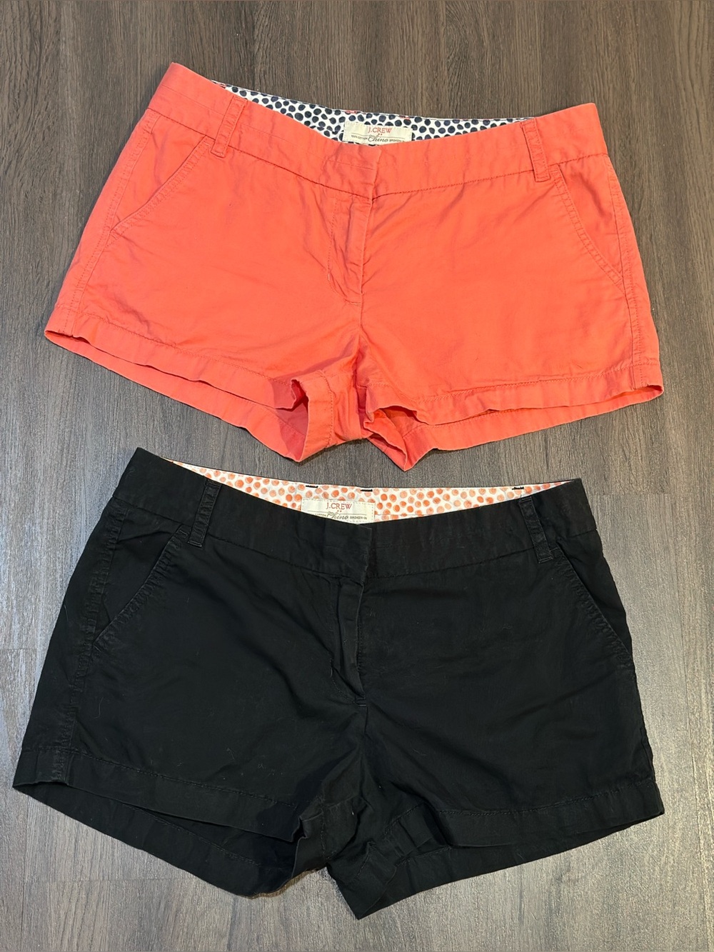 J.Crew Chino Shorts Bundle Size 8 Coral & Black Cotton Casual